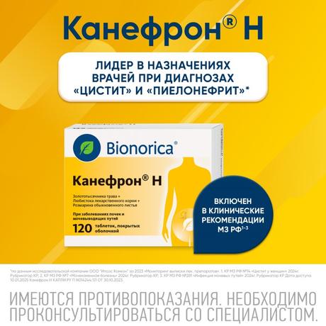 Фото Канефрон Н, таблетки покрытые оболочкой, 120 шт.