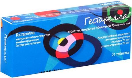 Фото Гестарелла, таблетки покрыт. плен. об. 75 мкг+20 мкг, 21 шт.