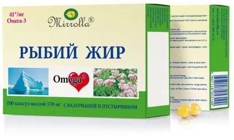 Фото Рыбий жир Мирролла с валерианой и пустырником, капсулы 0.37 г, 100 шт.