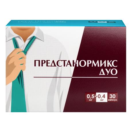 Фото Предстанормикс Дуо, капсулы с модифицированным высвобождением 0.5 мг+0.4 мг, 30 шт.