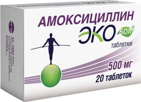Фото Амоксициллин Экобол, таблетки 500 мг, 20 шт.
