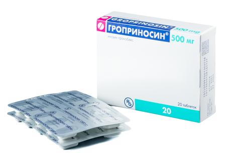 Фото Гроприносин, таблетки 500 мг, 20 шт.