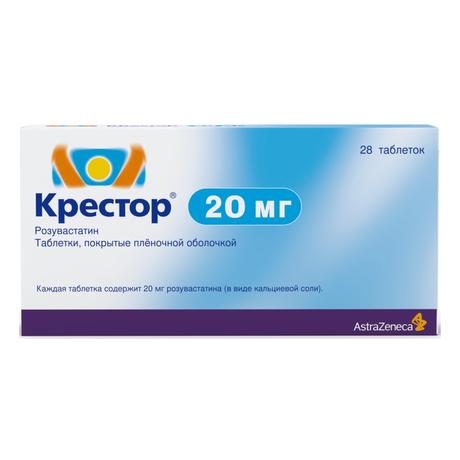 Фото Крестор, таблетки в плёночной оболочке 20 мг, 28 шт.