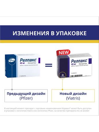 Фото Релпакс, таблетки покрытые пленочной оболочкой 40 мг, 2 шт.
