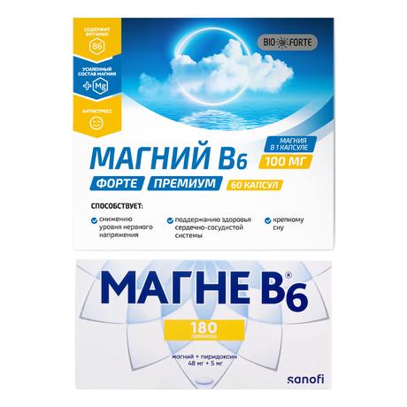 Фото Набор Магний В6 Форте BioForte х60 и Магне В6 табл х180