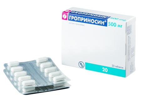 Фото Гроприносин, таблетки 500 мг, 20 шт.