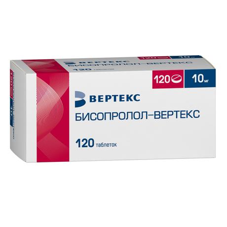 Фото Бисопролол-Вертекс, таблетки покрыт. плен. об. 10 мг, 120 шт.
