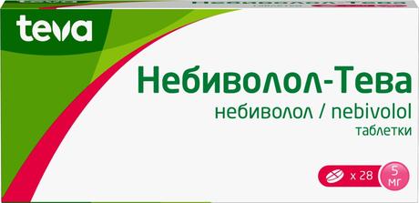 Фото Небиволол-Тева, таблетки 5 мг, 28 шт.