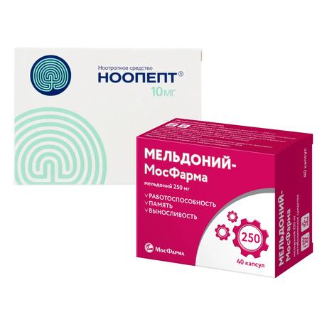 Фото Набор Ноопепт таб 50шт и Мельдоний-МосФарма капс х40