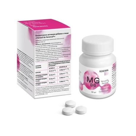 Фото Магний В6 Реневал, таблетки покрыт. плен. об., 50 шт.