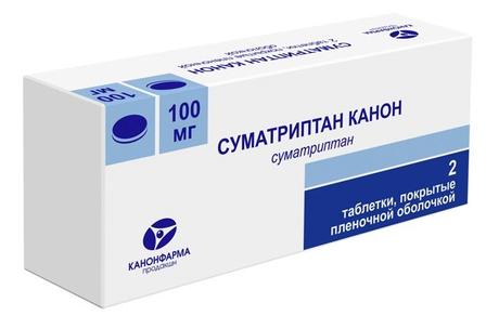 Фото Суматриптан Канон, таблетки 100 мг, 2 шт.