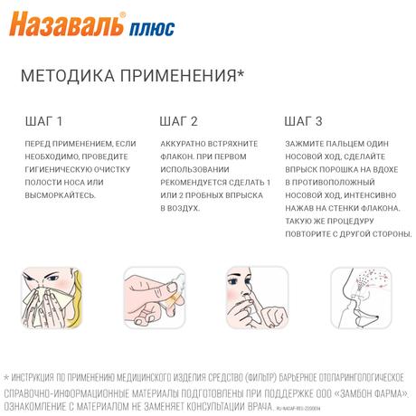 Фото Назаваль Плюс, средство барьерное 500 мг, 200 доз