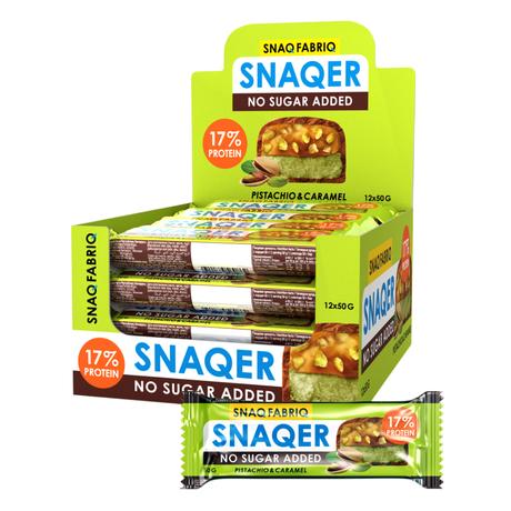 Фото Snaq Fabriq батончик глазированный (фисташка/карамель) 50 г, 12 шт.