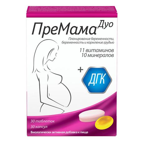 Фото ПреМама Дуо, таблетки+капсулы, 60 шт.