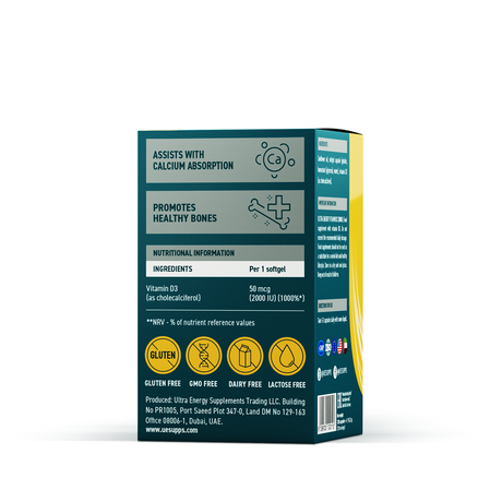 Фото UESUPPS Ультра Энерджи Витамин D3 2000 МЕ, капсулы, 120 шт.