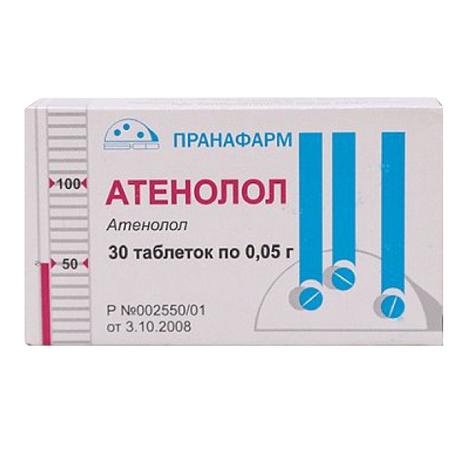 Фото Атенолол, таблетки 50 мг, 30 шт. (Пранафарм)