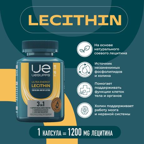 Фото UESUPPS Ультра Энерджи Лецитин, капсулы, 90 шт.