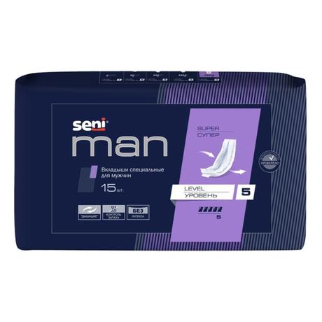 Фото Seni Man, вкладыши специальные для мужчин Super Level 5, 15 шт.
