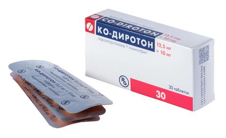 Фото Ко-диротон, таблетки 10 мг+12,5мг, 30 шт.