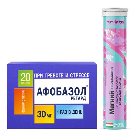 Фото Набор Афобазол Ретард 30мг x20 и Магний+Витамин В6, BioForte x20