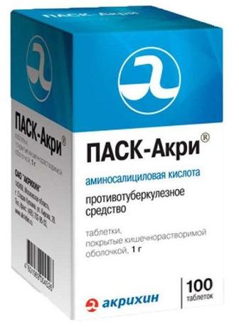 Фото ПАСК-Акри, таблетки кишечнорастворимые покрытые пленочной оболочкой 1000 мг, 100 шт