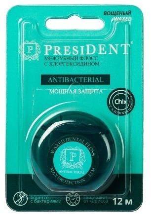 Фото Президент, Антибактериальный флосс межзубный с хлоргексидином, 12 м