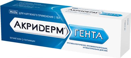 Фото Акридерм Гента, мазь 0.05%+0.1%, 15 г