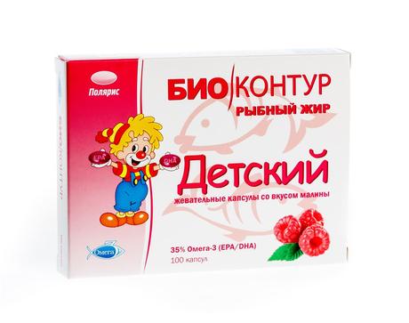 Фото Рыбный жир Биоконтур детский, капсулы жевательные (со вкусом малины), 100 шт.