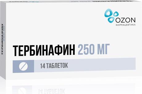 Фото Тербинафин, таблетки 250 мг, 14 шт. (Озон)