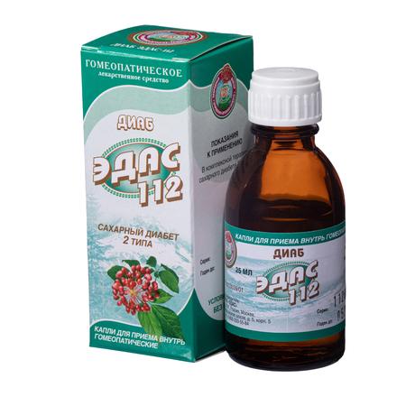 Фото Диаб Эдас-112, для лечения сахарного диабета 2 типа, капли гомеопатические, 25 мл