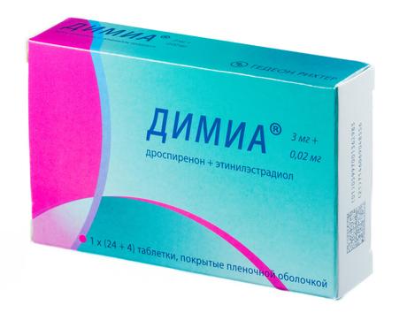 Фото Димиа, таблетки в пленочной оболочке 3 мг+0.02 мг, 28 шт.