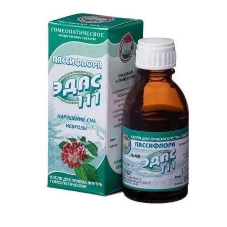 Фото Пассифлора Эдас-111, для лечения нарушений сна, неврозов, капли гомеопатические, 25 мл
