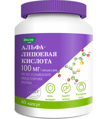 Фото ANTI-AGE Альфа-липоевая кислота, капсулы мягкие желатиновые 100 мг, 60 шт.