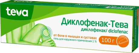 Фото Диклофенак-Тева, гель 1%, 100 г