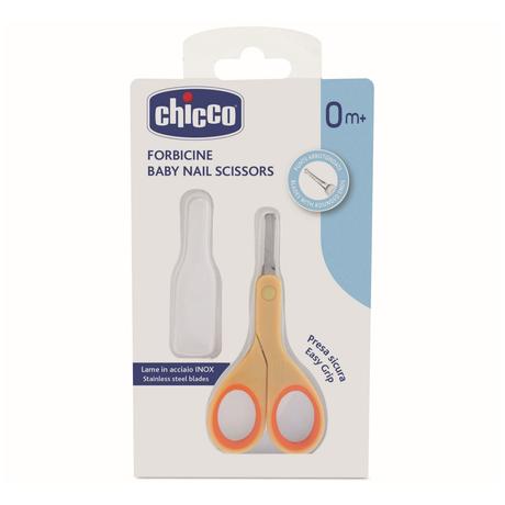 Фото Chicco, ножницы детские из нержавеющей стали с закругленными концами 0+, оранжевые