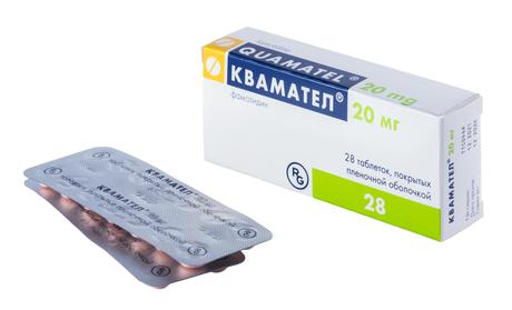 Фото Квамател, таблетки покрыт. плен. об. 20 мг, 28 шт.