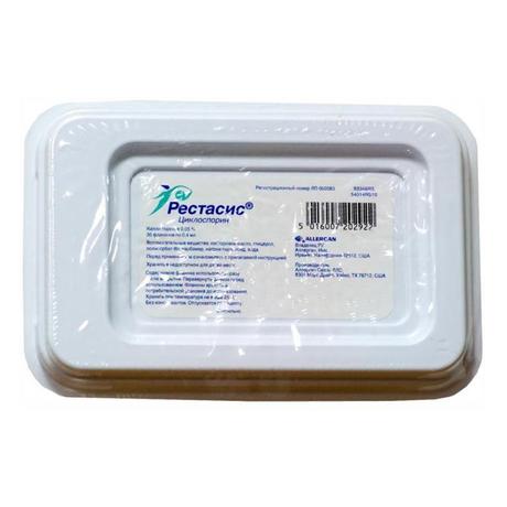 Фото Рестасис, капли глазные 0.05%, флаконы 0.4 мл, 30 шт.