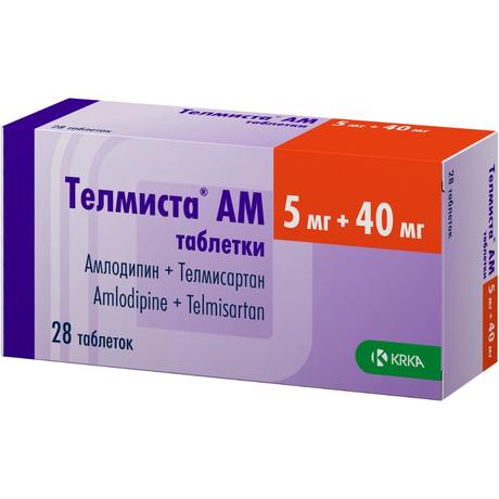 Фото Телмиста АМ, таблетки 5 мг+40 мг, 28 шт.