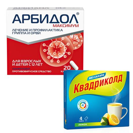 Фото Набор Арбидол Максимум 200 мг x20 и Квадриколд пор x4