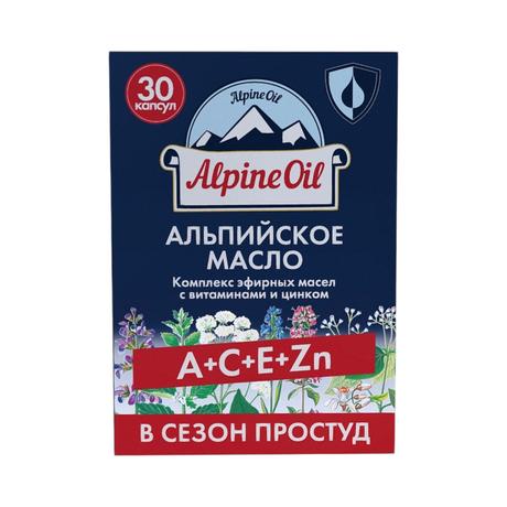 Фото Alpine Oil Альпийское масло+A+C+E+Zn в сезон простуд, капсулы, 30 шт.