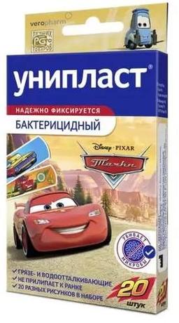 Фото Пластырь Унипласт бактерицидный Детский Тачки, 20 шт.