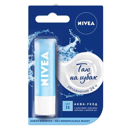 Фото Nivea, бальзам для губ, аква-уход, 4,8 г