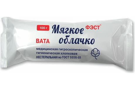 Фото Вата медицинская гигроскопическая гигиеническая хлопковая не стерильная 100 г