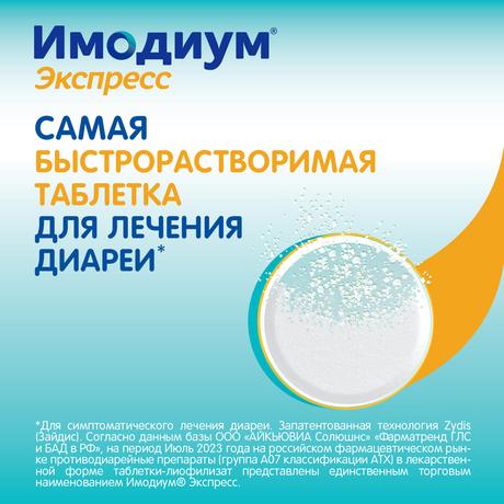 Фото Имодиум Экспресс, таблетки-лиофилизат 2 мг, 20 шт.