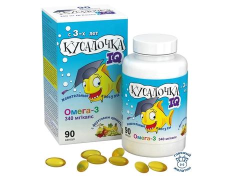 Фото Кусалочка IQ Омега-3, капсулы жевательные 750 мг, 90 шт.