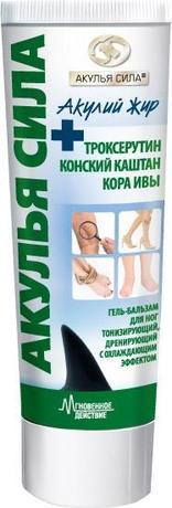 Фото Акулья сила Акулий жир, троксерутин, конский каштан, кора ивы, гель-бальзам для ног 100 мл, 1 шт.