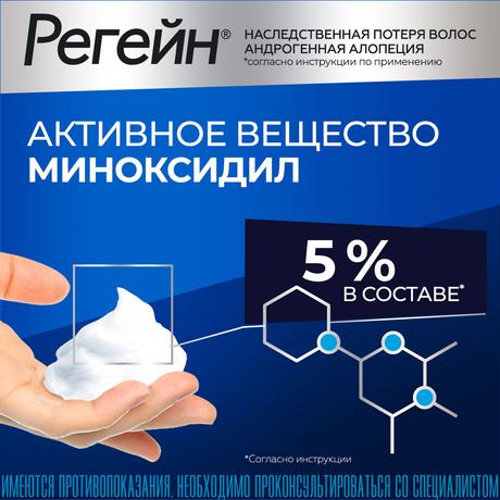 Фото Регейн, пена 5%, 60 г, 3 шт.