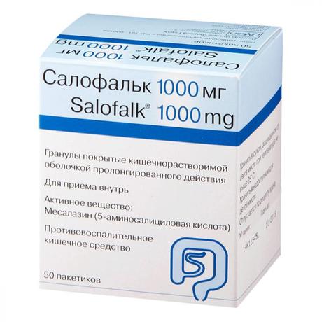 Фото Салофальк, гранулы кишечнорастворимые пролонг. действия 1000 мг, 50 шт.