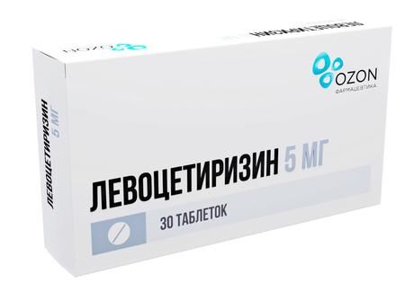 Фото Левоцетиризин, таблетки в пленочной оболочке 5 мг, 30 шт.