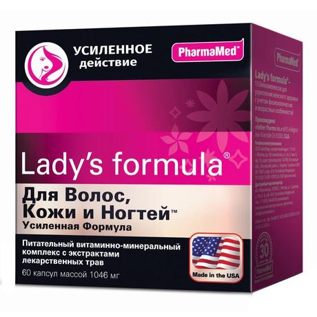 Фото Lady's formula Для волос, кожи и ногтей Усиленная формула, капсулы массой 1046 мг, 60 шт.